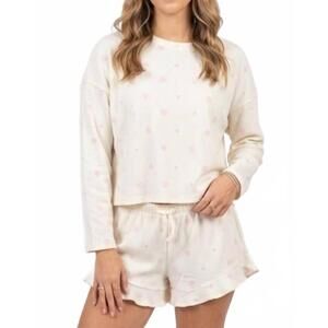 NEW THE HAPPY CAMP3R flurry hazel top in pink/cream